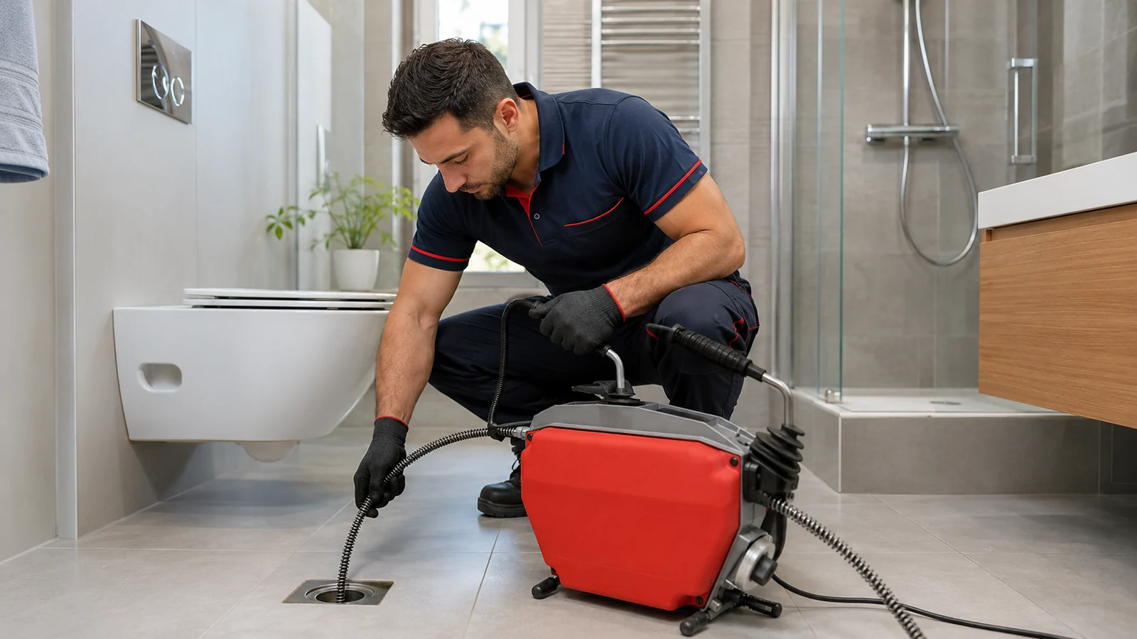 Banyo gider tıkanıklığı için robot cihazlı çalışma